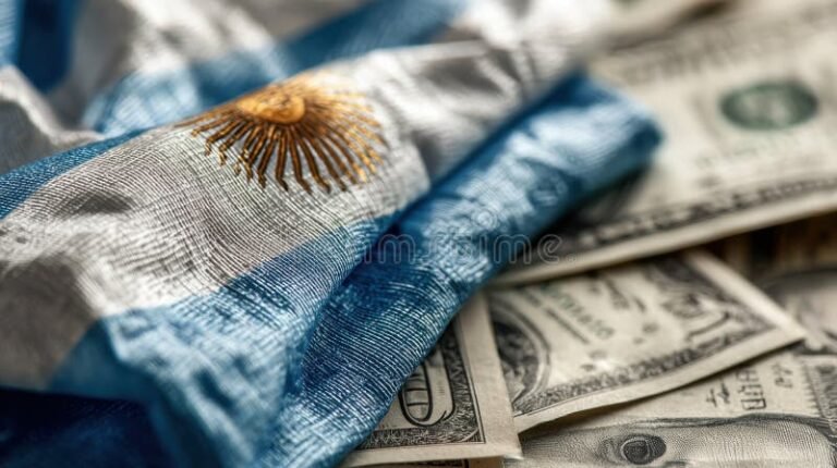 billetes de dolares con bandera argentina