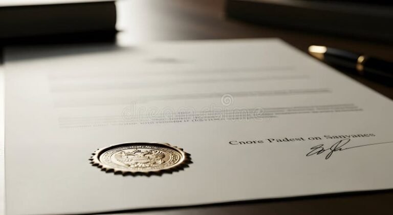 documento oficial con sello y firma