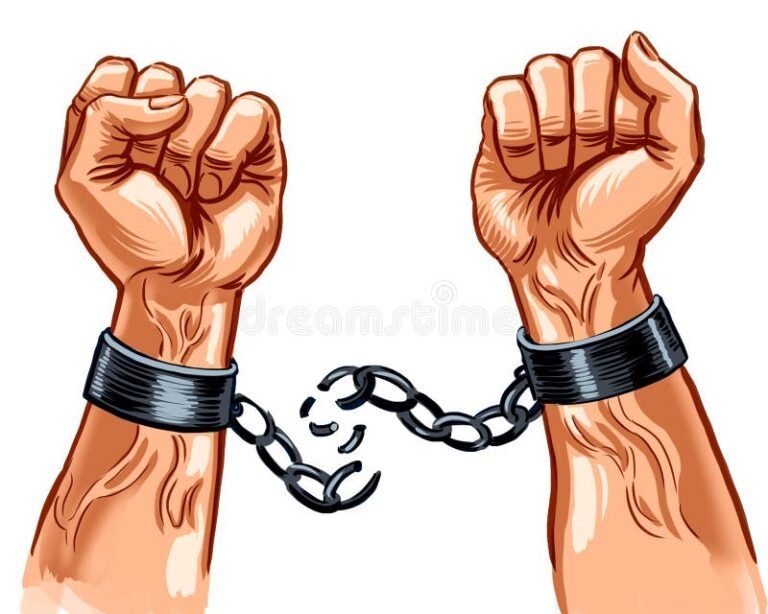 manos rompiendo cadenas financieras simbolicas