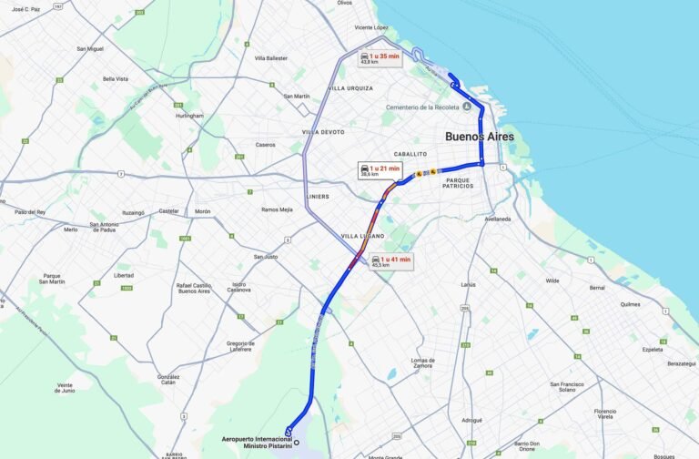 Cuántos kilómetros hay de Aeroparque a Ezeiza y cómo llegar